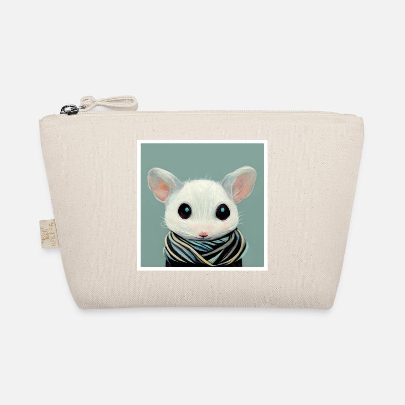 Small white mouse with scarf Organic Pouch