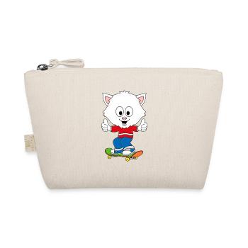SKATEBOARD - KATZE - SPORT - TIER - KIND - BABY - Bio-Täschchen - Natur - Vorne