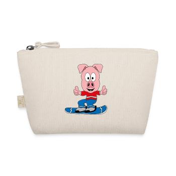 PISTENSAU - SNOWBOARD - WINTERSPORT - SCHWEIN - Bio-Täschchen - Natur - Vorne