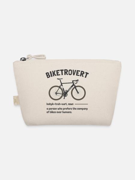 Biketrovert Lustige Phrasen Fahrrad Gravel Radfahren - Bio-Täschchen - Natur - Vorne