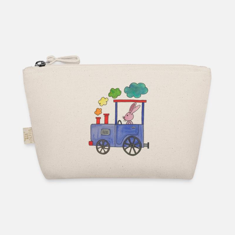 colorful rainbow train bit pink rabbit Organic Pouch