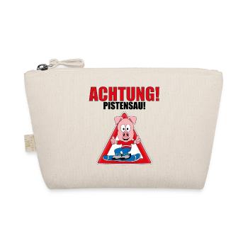 ACHTUNG! PISTENSAU! - SNOWBOARD - WINTERSPORT - Bio-Täschchen - Natur - Vorne