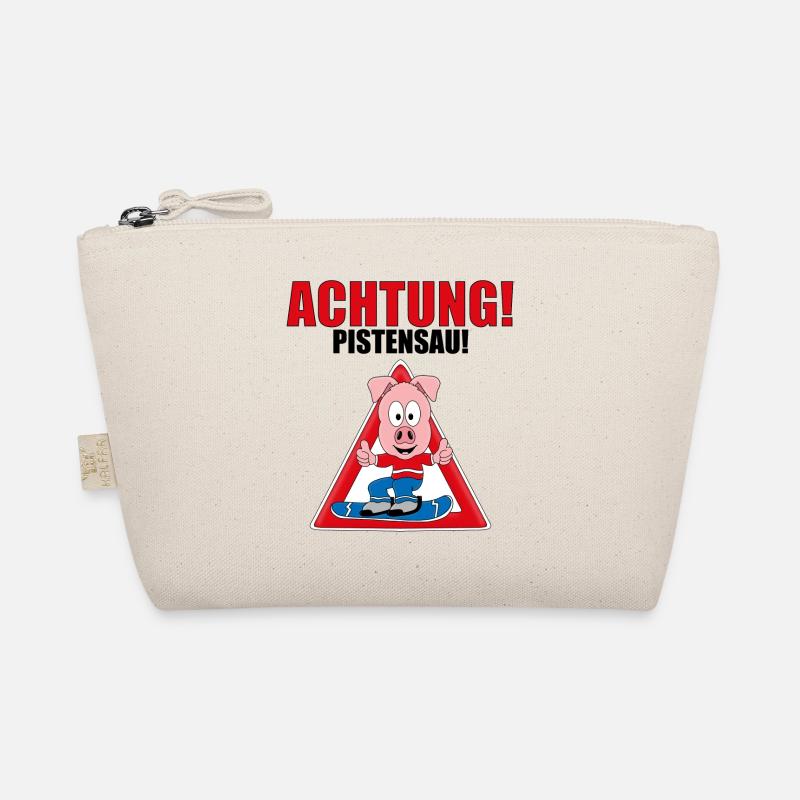 ACHTUNG! PISTENSAU! - SNOWBOARD - WINTERSPORT - Bio-Täschchen - Natur
