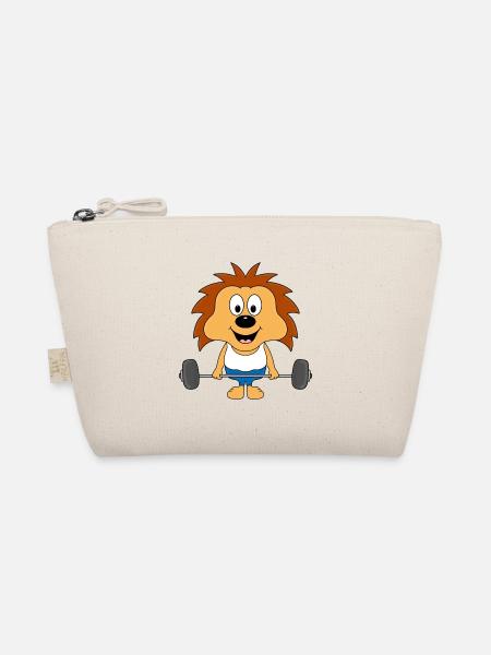 IGEL - FITNESS - SPORT - GEWICHTHEBER - TIER - Bio-Täschchen - Natur
