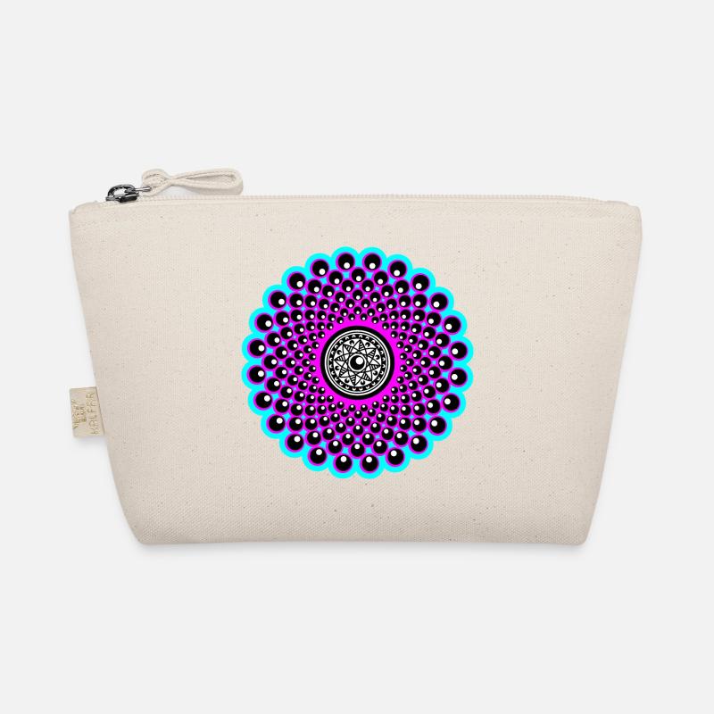 Neon Mandala in pink und baby blau im Goa Style - Bio-Täschchen - Natur