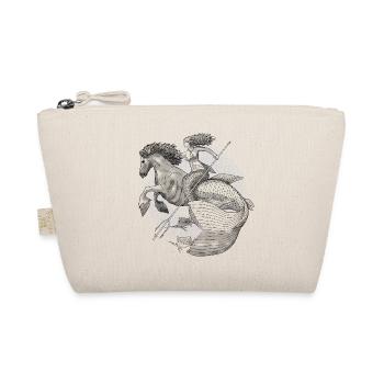 Mermaid rides waterhorse Black Blue for coloring - Organic Pouch - nature - Front