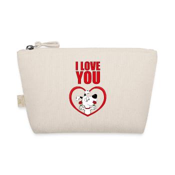 HUND - LIEBE - HERZ - I LOVE YOU - TIER - TIERISCH - Bio-Täschchen - Natur - Vorne