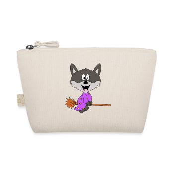 WOLF - HEXE - HEXENBESEN - HALLOWEEN - Bio-Täschchen - Natur - Vorne