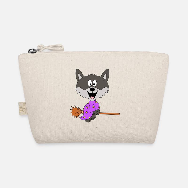 WOLF - HEXE - HEXENBESEN - HALLOWEEN Bio-Täschchen