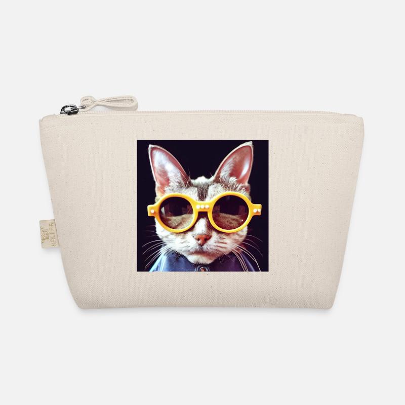 funny cat with funky glasses Organic Pouch