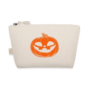 Pumpkin Face - Grinning Halloween Costume - Organic Pouch - nature - Front