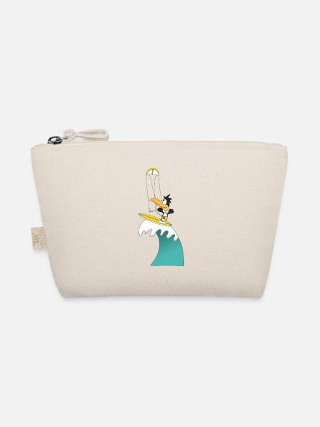 PINGUIN - KITESURFER - KITE - KITESURFEN - SPORT - Bio-Täschchen - Natur - Vorne