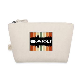 Baku Azerbaijan Skyline Silhouette Travel Souvenir - Organic Pouch - nature - Front