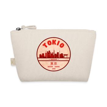 Retro Tokio Skyline Abzeichen - Bio-Täschchen - Natur - Vorne