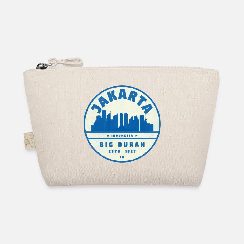 Jakarta Skyline Rundlogo Blau Weiß Bio-Täschchen