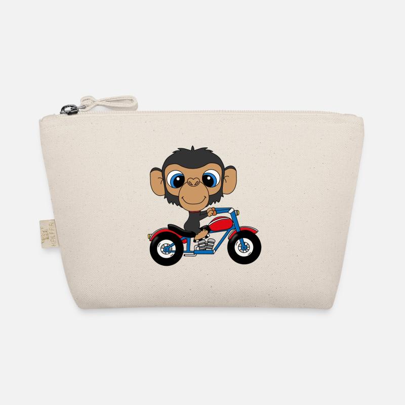 AFFE - MOTORRAD - BIKER - MOTORSPORT - TIER - Bio-Täschchen - Natur