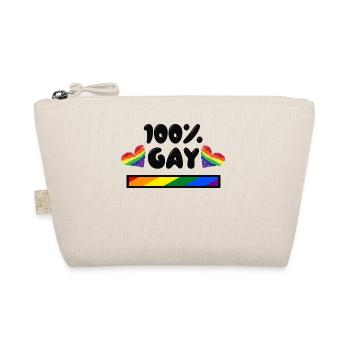 Gay Pride Heart Rainbow Lgbt Statement Homo - Organic Pouch - nature - Front
