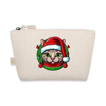 Adorable chat portant un chapeau de Père Noël - Trousse biologique - nature - Devant
