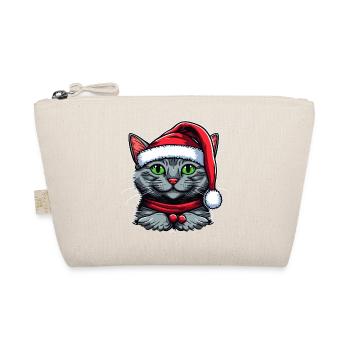 Adorable kitten wearing Santa Claus hat - Organic Pouch - nature - Front