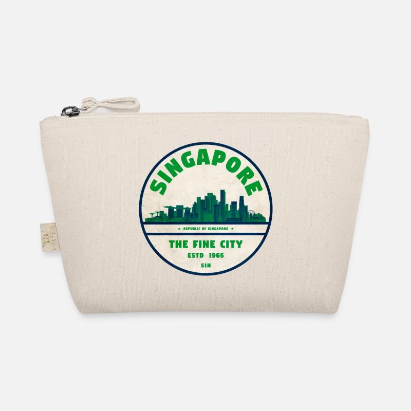 Vintage Singapore Skyline Emblem - Bio-Täschchen - Natur