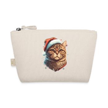 Lovely cat wearing Santa Claus hat - Organic Pouch - nature - Front