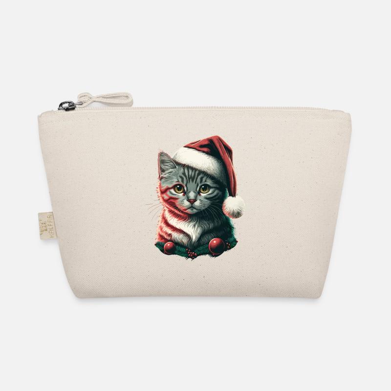 Atemberaubendes Kätzchen mit Weihnachtsmannmütze Bio-Täschchen