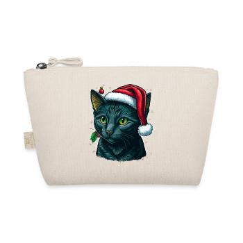 Charmant chat portant un chapeau de Père Noël - Trousse biologique - nature - Devant