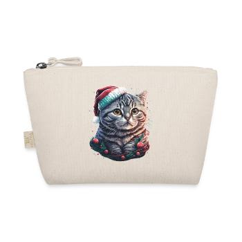 Gorgeous kitten wearing Santa Claus hat - Organic Pouch - nature - Front