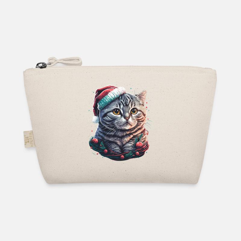 Wunderschönes Kätzchen mit Weihnachtsmannmütze Bio-Täschchen