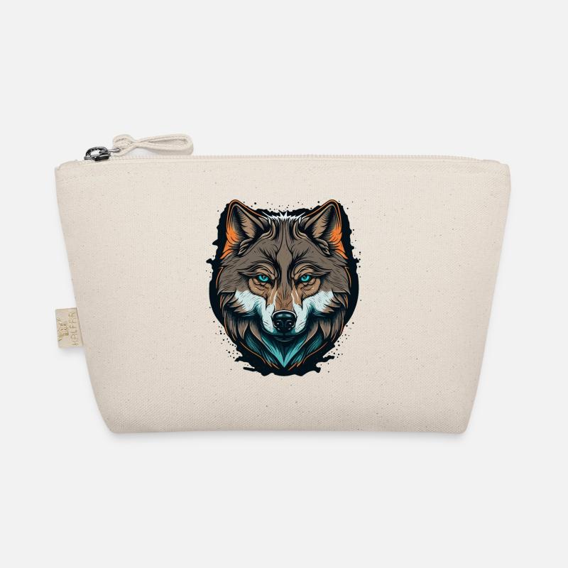 Wunderbares Kunstwerk eines Wolfskopfes - Bio-Täschchen - Natur