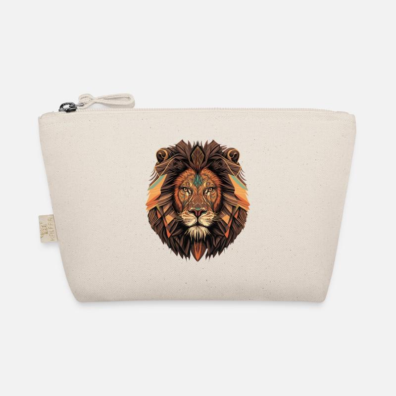 Geometric Lion Head Organic Pouch