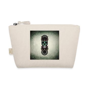 Totenkopf mit Eule - Bio-Täschchen - Natur - Vorne