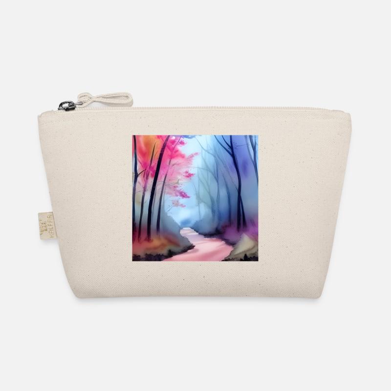 Rosa und blaue Aquarellbäume - Bio-Täschchen - Natur