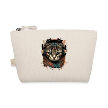 Chat vintage avec écouteurs - Trousse biologique - nature - Devant