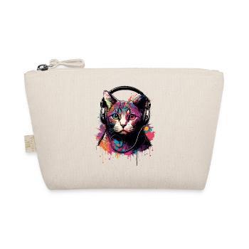 Bunte Katze mit Kopfhörer - Bio-Täschchen - Natur - Vorne