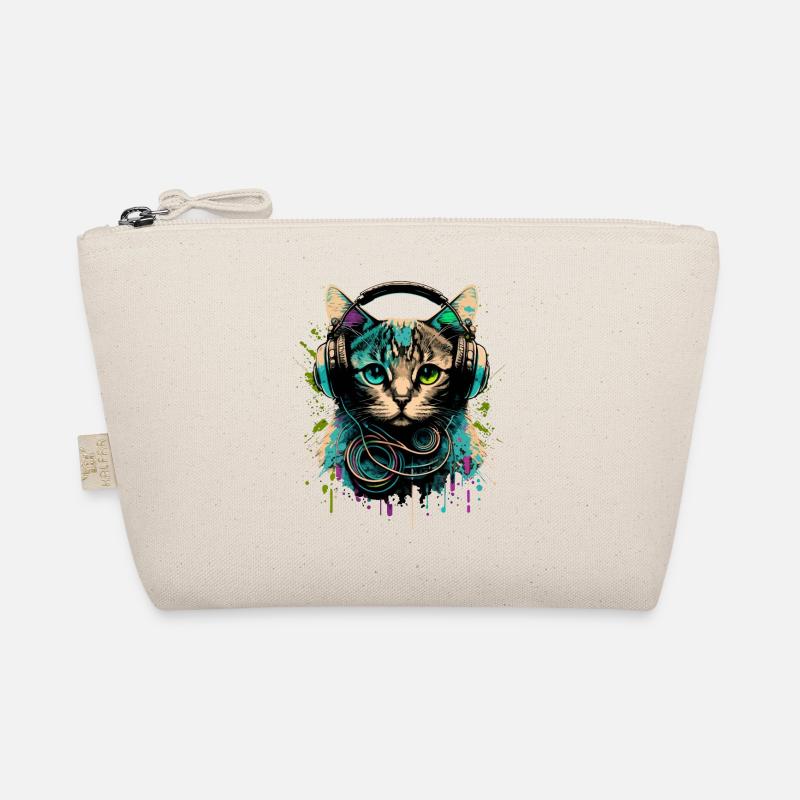 Cat with Headset Organic Pouch