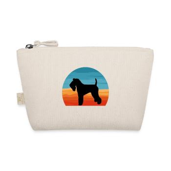 Kerry Blue Terrier Hund Silhouette Retro Sonnenuntergang - Bio-Täschchen - Natur - Vorne