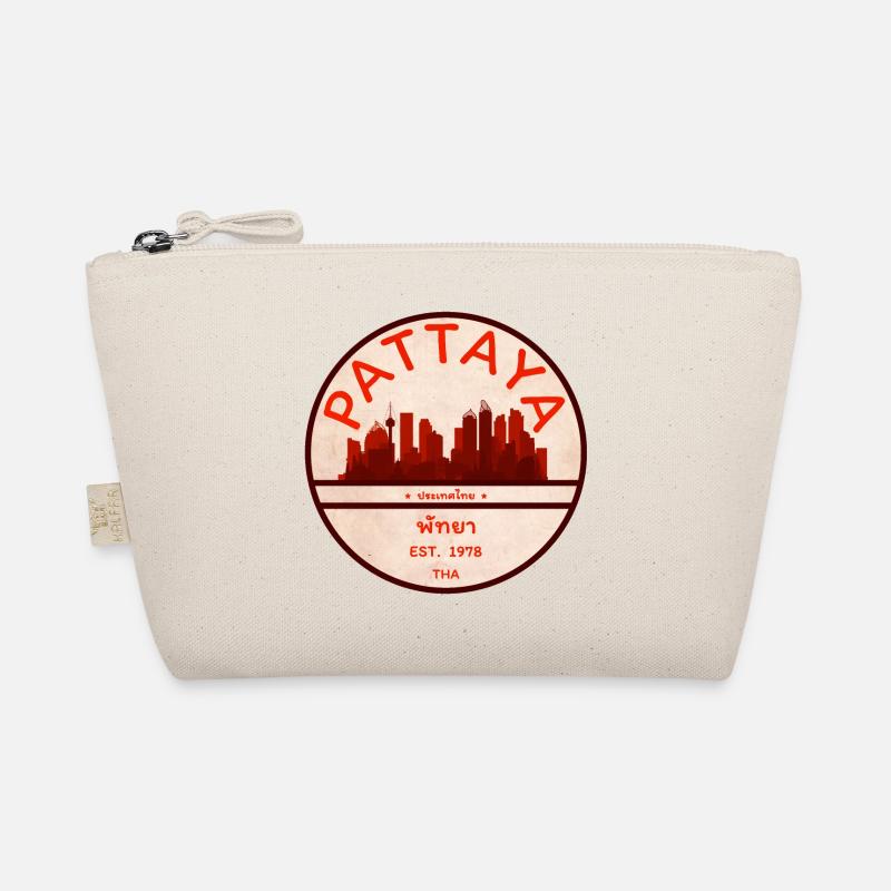 Pattaya Skyline Retro Badge Organic Pouch