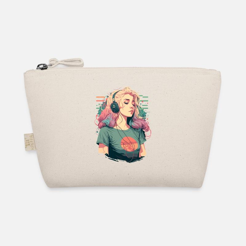 Anime Mädchen mit Kopfhörern Bio-Täschchen