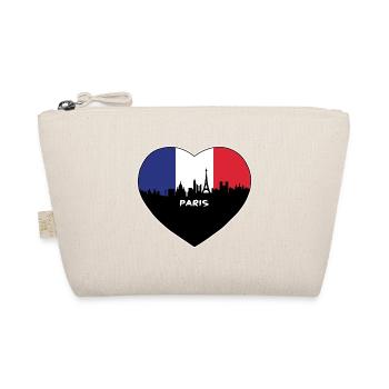 Paris France Flag Skyline Travel Souvenir - Organic Pouch - nature - Front