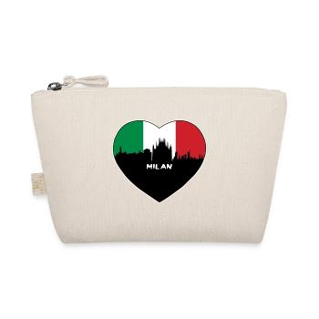 Milan Italy Flag Skyline Travel Souvenir - Organic Pouch - nature - Front