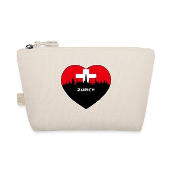 Zurich Switzerland Flag Skyline Travel Souvenir - Organic Pouch - nature - Front