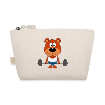 TEDDY - BÄR - FITNESS - BODYBUILDING - TIER - Bio-Täschchen - Natur - Vorne