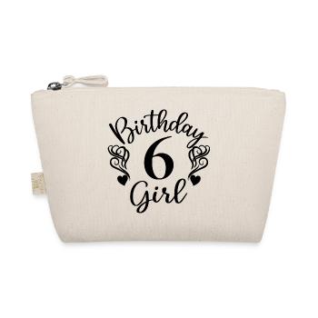 6. Geburtstag Mädchen, 6 Jahre altes Geschenk für Kinder - Bio-Täschchen - Natur - Vorne