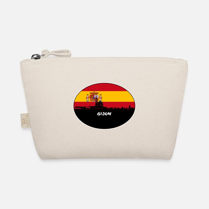 Gijon Espagne Drapeau Skyline Voyage Silhouette Trousse biologique