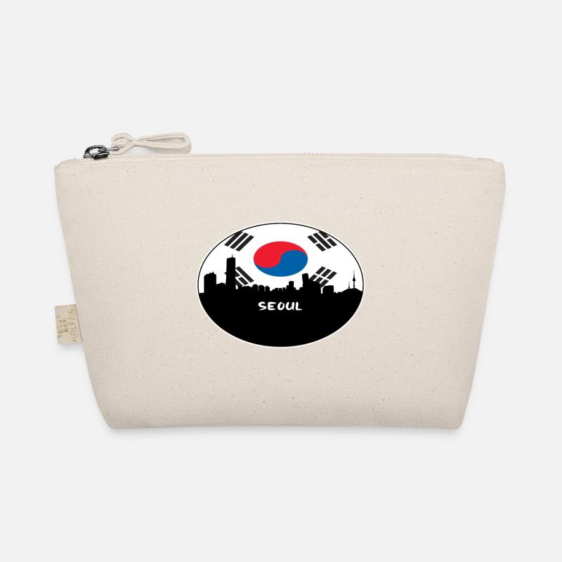Séoul Corée du Sud Drapeau Skyline Silhouette Travel Trousse biologique