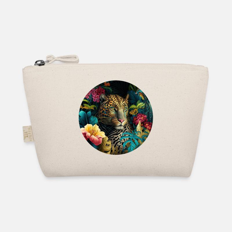 Leopard Jungle Flowers Organic Pouch