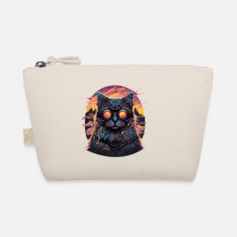 Illustration de chat Vaporwave Trousse biologique