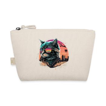 Synthwave Style Cat - Organic Pouch - nature - Front