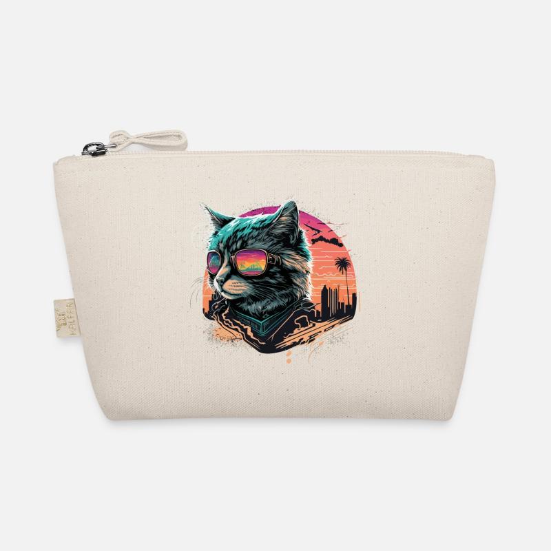 Synthwave Style Kat Bio-Täschchen